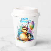 Schattigee baby chick Happy Birthday Papieren Bekers (Achterkant)