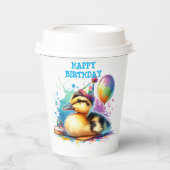 Schattigee baby chick Happy Birthday Papieren Bekers (Voorkant)