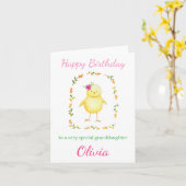 Schattigee Baby Chick met Bloemen Custom Girl Verj Kaart (Gele Bloem)