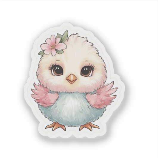 Schattigee Baby Chick Sticker - Pastel Waterverf D (Voorkant)