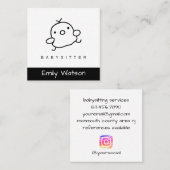 Schattigee Baby Chick Zwart-wit IG Babysitter Vierkante Visitekaartje (Voorkant / Achterkant)