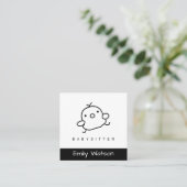 Schattigee Baby Chick Zwart-wit IG Babysitter Vierkante Visitekaartje (Staand voorkant)
