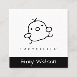 Schattigee Baby Chick Zwart-wit IG Babysitter Vierkante Visitekaartje