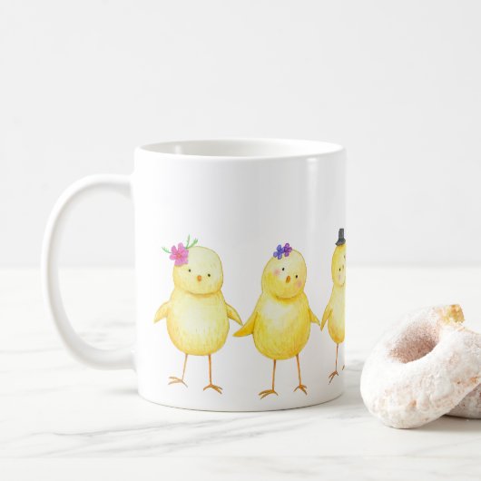 Schattigee Baby Chicken Chicken Lover Gift Fun Sch Koffiemok (Met donut)