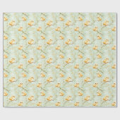 Schattigee Baby Chicks Mint Green Spring Bloempatr Cadeaupapier (Vlak)