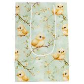 Schattigee Baby Chicks Mint Green Spring Bloempatr Medium Cadeauzakje (Achterkant)