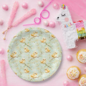 Schattigee Baby Chicks Mint Green Spring Bloempatr Papieren Bordje (Feest)