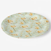 Schattigee Baby Chicks Mint Green Spring Bloempatr Papieren Bordje (Gekanteld)