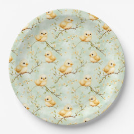 Schattigee Baby Chicks Mint Green Spring Bloempatr Papieren Bordje