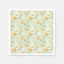 Schattigee Baby Chicks Mint Green Spring Bloempatr Servet