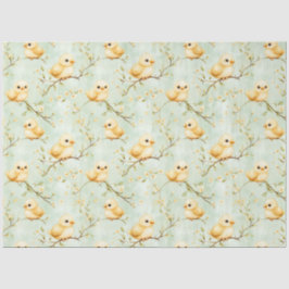 Schattigee Baby Chicks Mint Green Spring Bloempatr Tissuepapier