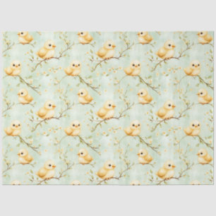 Schattigee Baby Chicks Mint Green Spring Bloempatr Tissuepapier