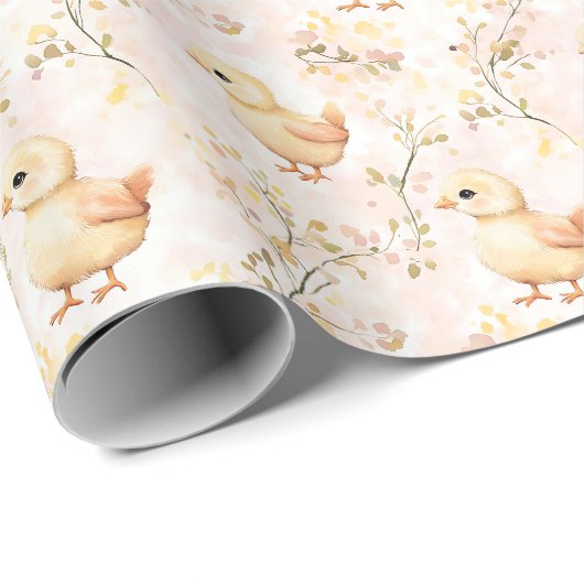 Schattigee Baby Chicks Pastel Farmhouse Wrapping P Cadeaupapier (Rol Hoek)