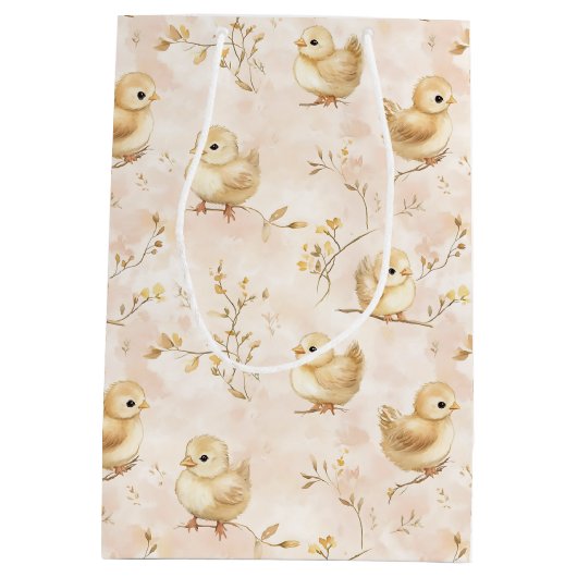 Schattigee Baby Chicks Roze Waterverf Patroon Medium Cadeauzakje (Achterkant)