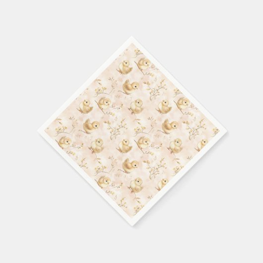 Schattigee Baby Chicks Roze Waterverf Patroon Servet (Hoek)