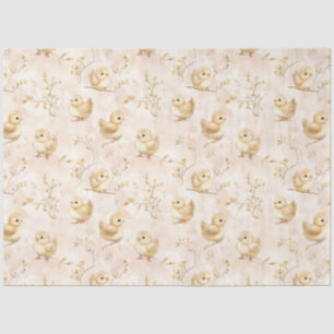 Schattigee Baby Chicks Roze Waterverf Patroon Tissuepapier