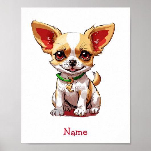 Schattigee Baby Chihuahua aangepaste naam Poster (Voorkant)