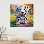 Schattigee baby Dalmatiër bij Urban Park Illustrat Poster (Keuken)