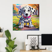 Schattigee baby Dalmatiër bij Urban Park Illustrat Poster (Thuiskantoor)