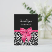 Schattigee Baby Dank u Girly Giraffe Print Roze Bo Briefkaart (Staand voorkant)
