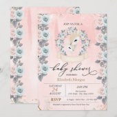 Schattigee Baby Deers Border Rozen Baby shower Kaart (Voorkant / Achterkant)