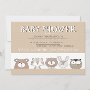 Schattigee Baby Dieren Baby shower Uitnodiging