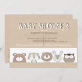 Schattigee Baby Dieren Baby shower Uitnodiging (Voorkant / Achterkant)