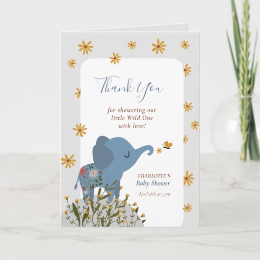 Schattigee Baby Dieren Bloemen Baby shower Bedankkaart (Voorkant)