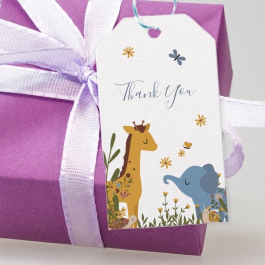 Schattigee Baby Dieren Bloemen Baby shower Cadeaulabel