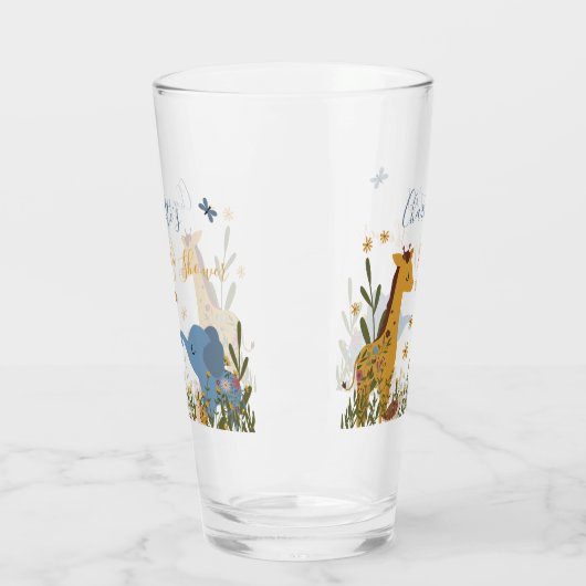 Schattigee Baby Dieren Bloemen Baby shower Glas (Links)