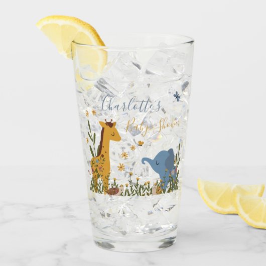 Schattigee Baby Dieren Bloemen Baby shower Glas (Voorkant ijs)
