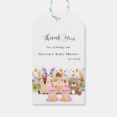 Schattigee Baby Dieren en Wildflower | Baby shower Cadeaulabel (Achterkant)