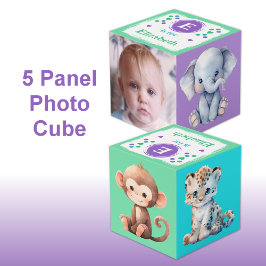 Schattigee baby dieren foto naam voor kinderkamer  kubus