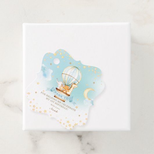 Schattigee Baby Dieren Hete Luchtballon Dank u Bedankjes Labels (In situ)