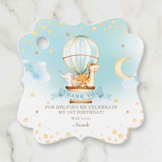 Schattigee Baby Dieren Hete Luchtballon Dank u Bedankjes Labels (Voorkant)