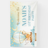 Schattigee Baby Dieren Hete Luchtballon Verjaardag Spandoek (Verticaal)