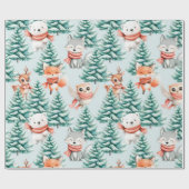 Schattigee Baby Dieren Kerst Wrapping Paper Cadeaupapier (Vlak)
