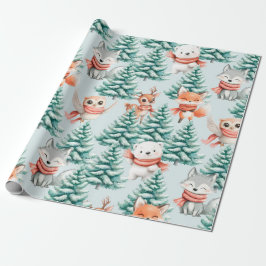 Schattigee Baby Dieren Kerst Wrapping Paper Cadeaupapier