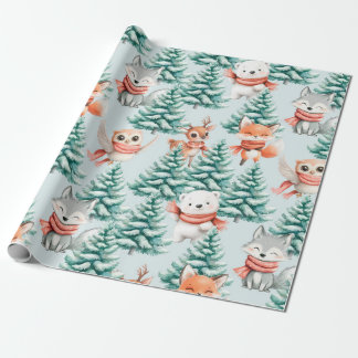 Schattigee Baby Dieren Kerst Wrapping Paper Cadeaupapier