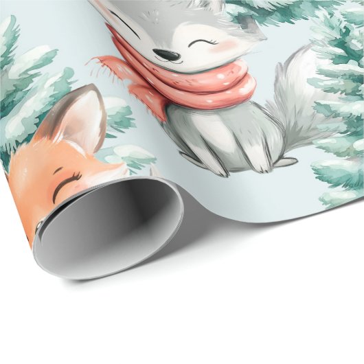 Schattigee Baby Dieren Kerst Wrapping Paper Cadeaupapier (Rol Hoek)