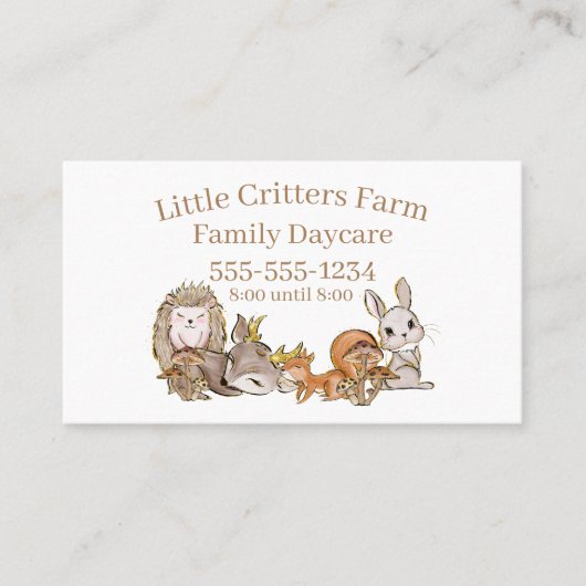 Schattigee Baby Dieren Kinderopvang Professioneel Visitekaartje (Voorkant)