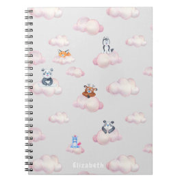 Schattigee baby dieren op wolken monogram notitieboek