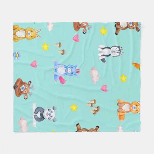 Schattigee Baby Dieren Petting Boerderij Kwekerij Fleece Deken (Voorkant (Horizontaal))