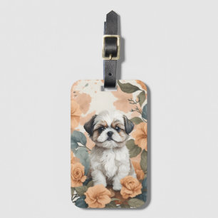 Schattigee Baby Dieren - Shih Tzu Puppy Bagagelabel