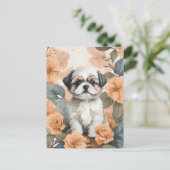 Schattigee Baby Dieren - Shih Tzu Puppy Briefkaart (Staand voorkant)
