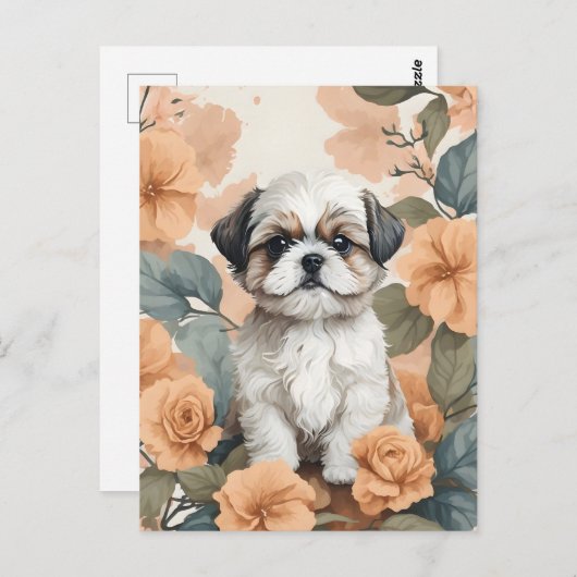 Schattigee Baby Dieren - Shih Tzu Puppy Briefkaart (Voorkant / Achterkant)