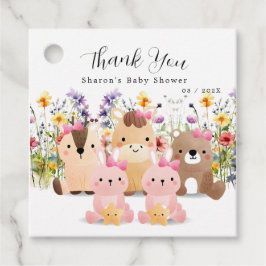 Schattigee Baby Dieren & Wildflower Baby shower Bedankjes Labels