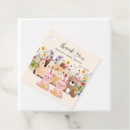 Schattigee Baby Dieren & Wildflower Baby shower Bedankjes Labels