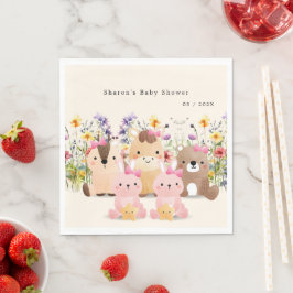 Schattigee Baby Dieren & Wildflower Baby shower Pa Servet