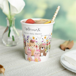Schattigee Baby Dieren & Wildflower Baby shower Papieren Bekers